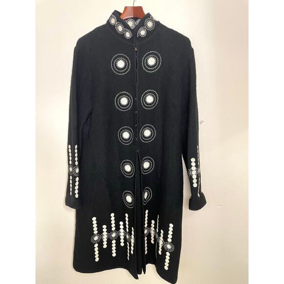 Clothes By Revue Womens Cardigan Sz M Embroidered Wool Long Artsy Luxury Boho - Picture 1 of 11